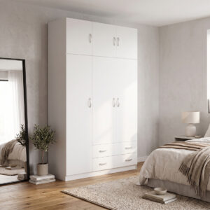 Three door wardrobe with overhead storage Alvia Argos The Classic white 150x51x240cm
