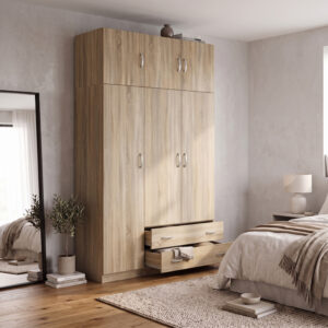 200 002081 1 Three door wardrobe with overhead storage Alvia Argos The Classic sonoma 150x51x240cm