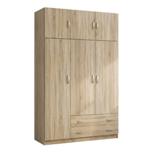 200 002081 2 Three door wardrobe with overhead storage Alvia Argos The Classic sonoma 150x51x240cm