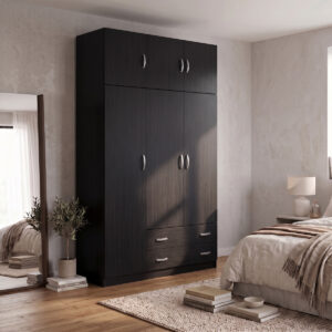 Three door wardrobe with overhead storage Alvia Argos The Classic wenge 150x51x240cm