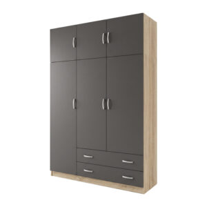 200 002083 2 Three door wardrobe with overhead storage Alvia Argos The Classic sonoma with anthracite 150x51x240cm