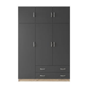 200 002083 3 Three door wardrobe with overhead storage Alvia Argos The Classic sonoma with anthracite 150x51x240cm
