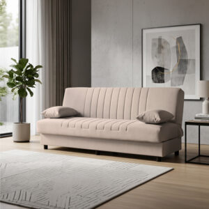 Three seater sofabed Romina Argos The Classic with storege space brown fabric 180x75x85cm