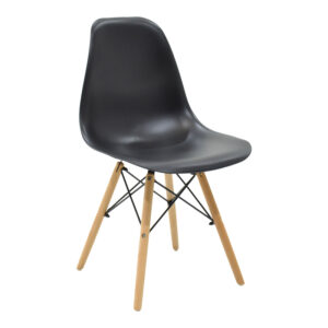 Julita Argos The Classic chair black PP with wooden legs in natural finish 46x52x81cm