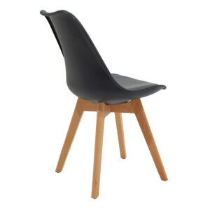 499 000008 2 Chair Gaston Argos The Classic PP and PU color black with wooden legs in natural finish 43x51x75cm