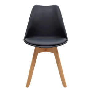499 000008 3 Chair Gaston Argos The Classic PP and PU color black with wooden legs in natural finish 43x51x75cm