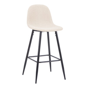 Middle height bar stool Bella Argos The Classic ecru fabric with black metal leg 41.5x49x98cm