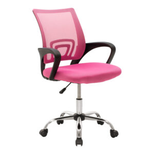 Berto Argos The Classic recline office chair with mesh fabric in pink shade and chrome base 60x48x85-95cm