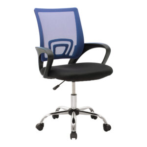 Berto Argos The Classic recline office chair with mesh fabric in blue-black shade and chrome base 60x48x85-95cm