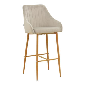 Bar stool Patrin Argos The Classic beige velvet-natural color metal 49x48x98cm