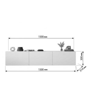 120 000681 2 Wall mounted tv stand Felita Argos The Classic white 150x31.4x30cm