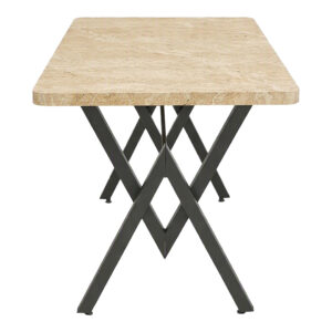 197 000344 2 Table Vertex Argos The Classic in travertine look and black metal 110x70x72cm