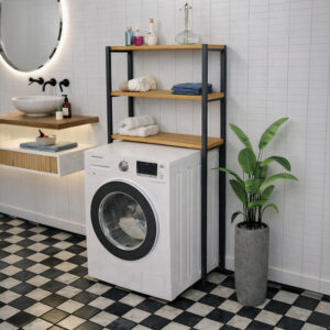 Bathroom shelf Valerio Argos The Classic oak with black metal 73x22x150cm
