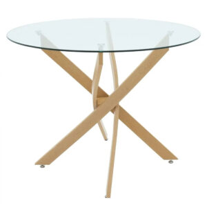 200 001532 2 Dining Room with Safira Gray Armchairs and Antoro Glass Table D100x75cm Set of 5pcs