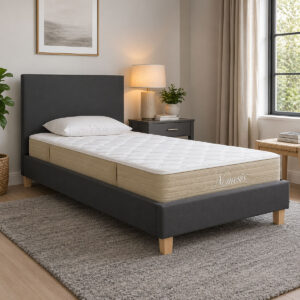 Bed with mattress Nevil-Nemesis Argos The Classic anthracite fabric with natural color leg 100x200cm