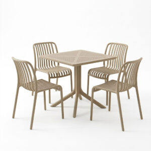 200 001846 1 Dining set Zoi Groovy Argos The Classic set 5pcs cappuccino PP 80x80x74cm