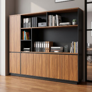 Professional bookcase Oukda Argos The Classic walnut anthracite 200x40x200cm