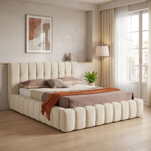 Double bed Vilou Argos The Classic with storage space ecru fabric 160x200cm