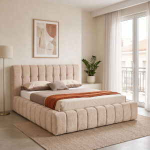 Double bed Vilou Argos The Classic with storage space beige fabric 160x200cm