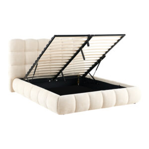 279 000029 1 Double bed Abena Argos The Classic beige boucle fabric with storage space 160x200cm