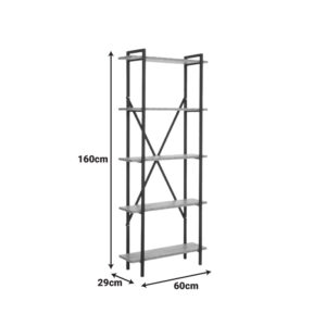 321 000133 2 Bookcase Derena Argos The Classic oak with black metal 60x29x160cm