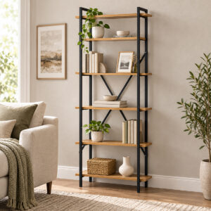 Bookcase Derena Argos The Classic oak with black metal 60x29x160cm
