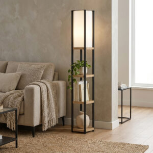 Floor lamp with shelves Starda Argos The Classic oak with black metal 25x25x150cm