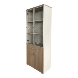 Office wardrobe with glass doors Lictra Argos The Classic in oak-beige shade 80x40x200cm