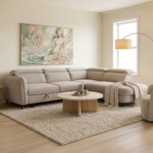 Left corner sofa-sofabed Napia Argos The Classic beige fabric 249x210x98cm
