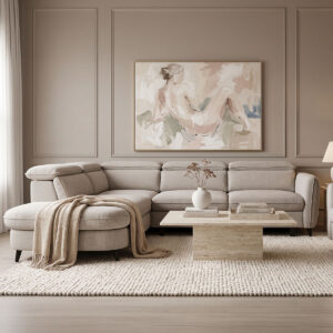 Right corner sofa-sofabed Napia Argos The Classic beige fabric 249x210x98cm