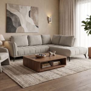 Left corner sofa Belanza Argos The Classic grey beige fabric 265x213x90cm