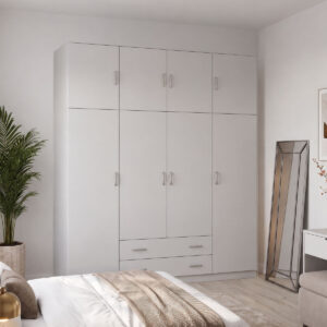 Four door wardrobe with loft Alvia Argos The Classic white 200x51x240cm
