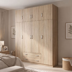 Four door wardrobe with loft Alvia Argos The Classic sonoma 200x51x240cm