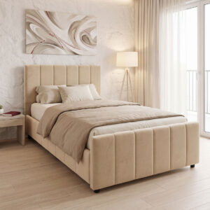 Single bed Doulia Argos The Classic beige velvet 100x200cm