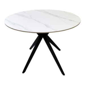 390 000034 1 Orbital table Argos The Classic white matte marble sintered stone-black metal D100x76cm