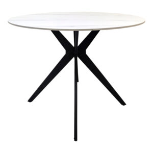 390 000034 2 Orbital table Argos The Classic white matte marble sintered stone-black metal D100x76cm