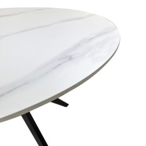 390 000034 3 Orbital table Argos The Classic white matte marble sintered stone-black metal D100x76cm