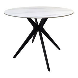 Orbital table Argos The Classic white matte marble sintered stone-black metal D100x76cm