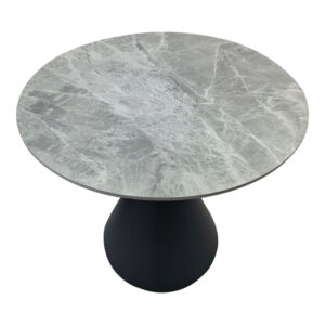 390 000035 1 Table Flenada Argos The Classic sintered stone in grey marble look with black metal base D80x76cm