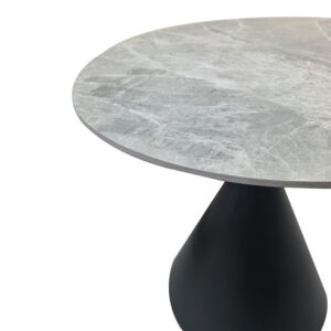 390 000035 2 Table Flenada Argos The Classic sintered stone in grey marble look with black metal base D80x76cm