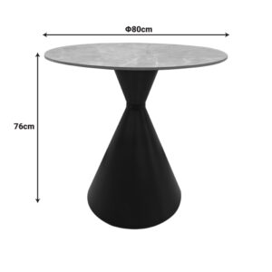 390 000035 3 Table Flenada Argos The Classic sintered stone in grey marble look with black metal base D80x76cm