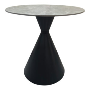Table Flenada Argos The Classic sintered stone in grey marble look with black metal base D80x76cm