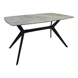 Table Ezali Argos The Classic sintered stone grey marble look with black metal leg 140x80x75cm