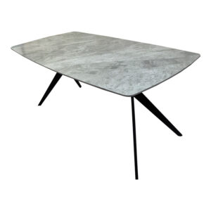 390 000039 1 Table Ezali Argos The Classic sintered stone grey marble look with black metal leg 180x90x75cm