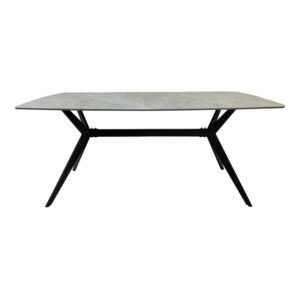 390 000039 2 Table Ezali Argos The Classic sintered stone grey marble look with black metal leg 180x90x75cm