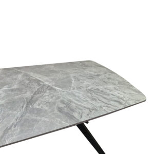 390 000039 3 Table Ezali Argos The Classic sintered stone grey marble look with black metal leg 180x90x75cm