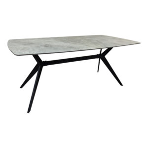 Table Ezali Argos The Classic sintered stone grey marble look with black metal leg 180x90x75cm