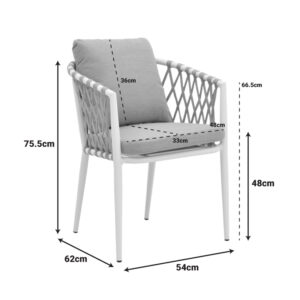404 000002 1 Armchair Peluxe Argos The Classic aluminum white-pe rope natural-beige cushions 54x62x75.5cm