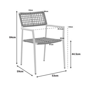 404 000012 1 Castal Argos The Classic stackable armchair, steel in black -pe rope in natural shade 53x59x84cm
