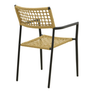 404 000012 2 Castal Argos The Classic stackable armchair, steel in black -pe rope in natural shade 53x59x84cm